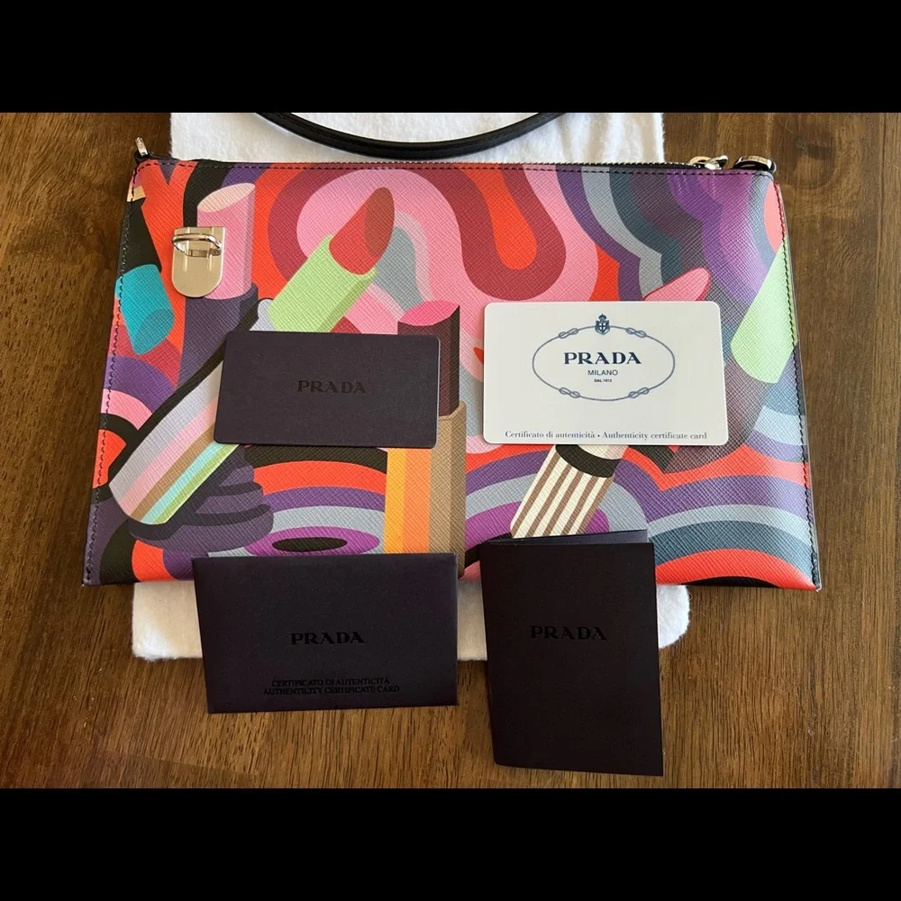 HOST PICK SUMMER UNIFORM Posh Party 7/5!!! Prada Saffiano Lipstick Clutch 💄 - Picture 3 of 12